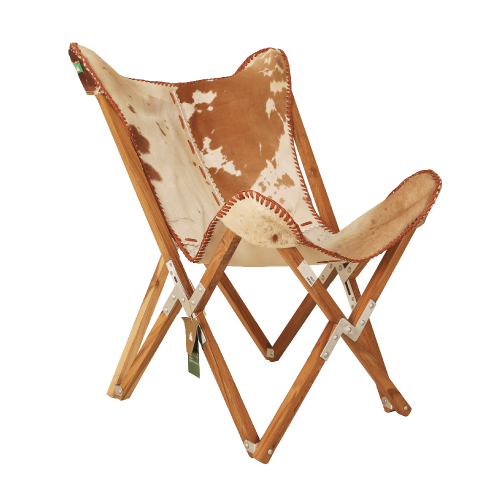 WOODEN + HAIR ON LEATHER BUTTERFLY CHAIR (ANC-BC-C001)