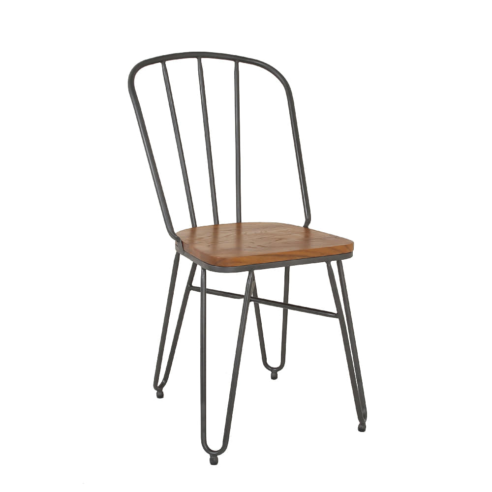 STEEL DINNING CHAIR WITH WOOD SEAT (AJ-M821)