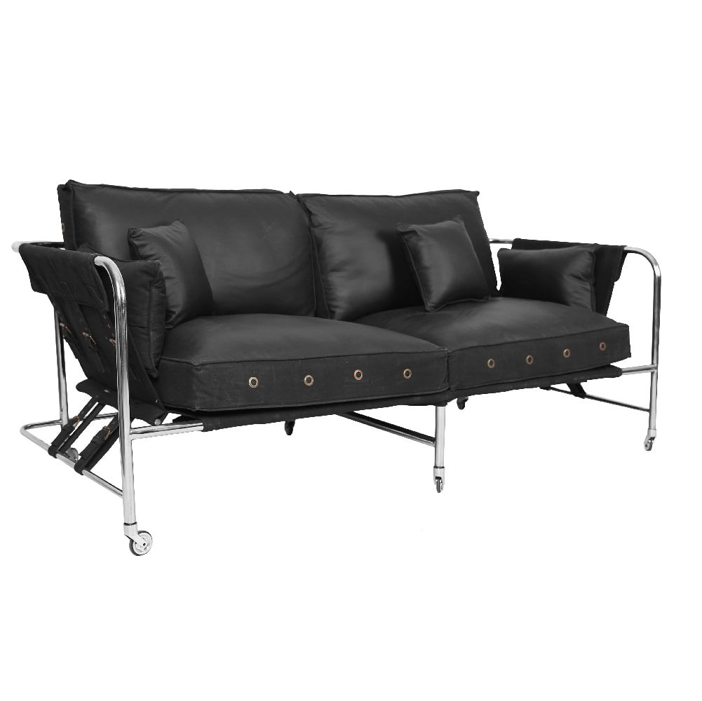 LEATHER AND CANVAS 2 SEATER SOFA (BHANCK-S002BD)