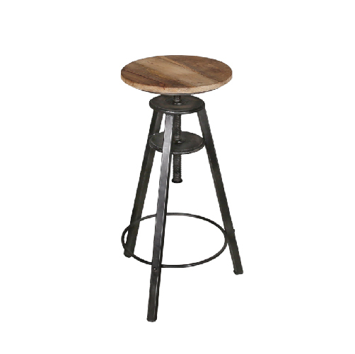 IRON BAR STOOL WITH WOODEN TOP (HEWK-007)