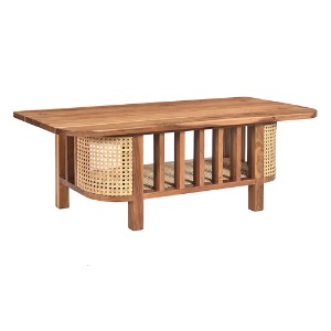 WOODEN COFFEE TABLE WITH CANE (ANC-CWT-001)