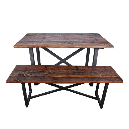 METAL WOOD DINING TABLE / BENCH (OA-NV-DT-135/OA-NV-BN-135)